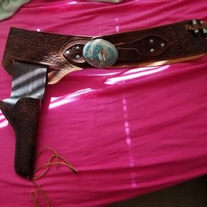 Mans handmade gun belt